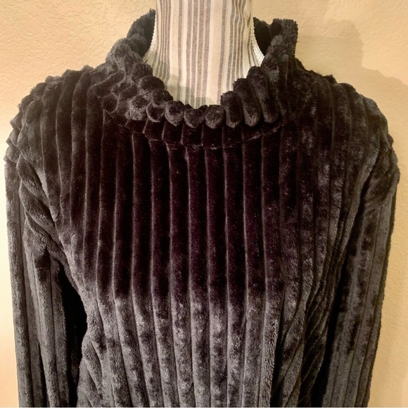 NWT Planet Gold Sweater Large Black Ribbed Super Soft Mock Neck Plush Pullover - Picture 2 of 13
